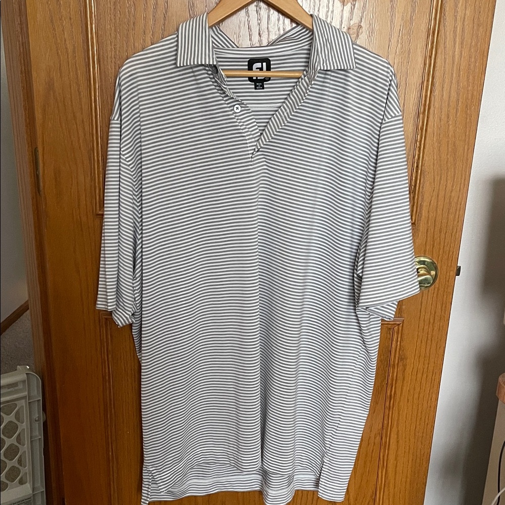FootJoy Men's Polo Shirt - Gray and White Stripes